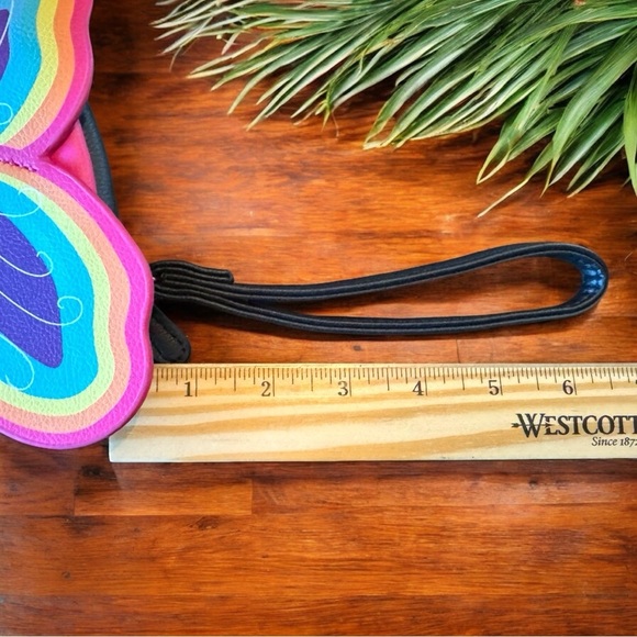 BETSEY JOHNSON Butterfly Wristlet - Pink & Rainbow Applique - Picture 9 of 10